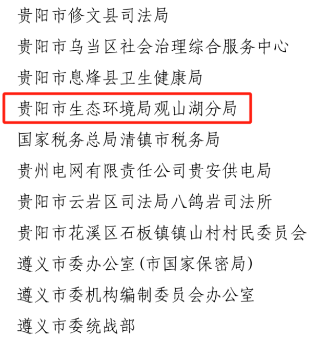 贵阳市生态环境局观山湖分局获省级表彰